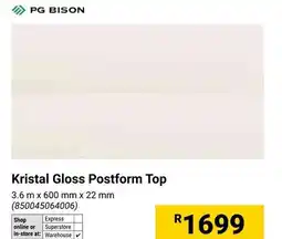 Builders Warehouse PG Bison Kristal Gloss Postform Top offer