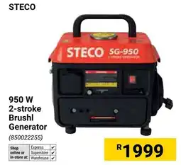 Builders Warehouse Steco 950 W 2-stroke Brushl Generator offer