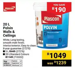 Builders Warehouse Plascon Polvin Walls & Ceilings offer