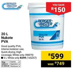 Builders Warehouse Berger-master Nukote PVA offer