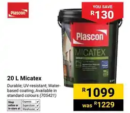 Builders Warehouse Plascon Micatex offer