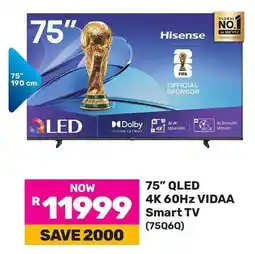 Game Hisense 75" QLED 4K 60HZ VIDAA Smart TV offer