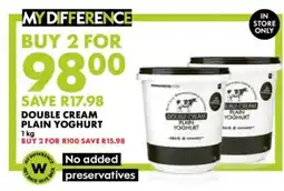 Woolworths Double cream plain yoghurt offer