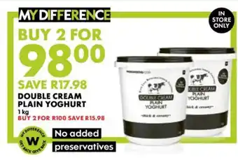 Woolworths Double cream plain yoghurt offer