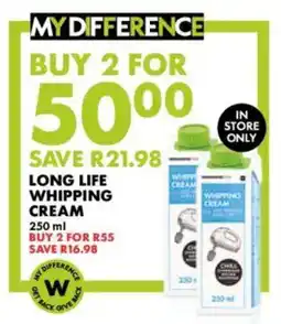 Woolworths Long life whipping cream offer