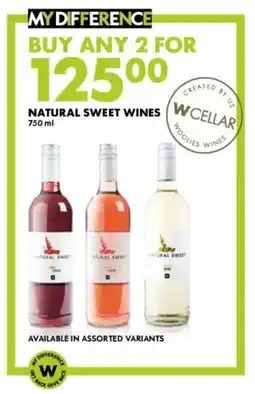 Woolworths Natural sweet wines offer