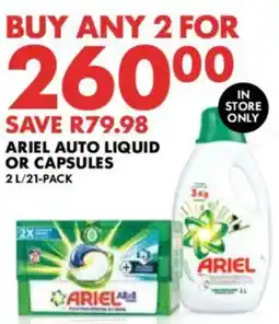 Woolworths Ariel auto liquid or capsules offer