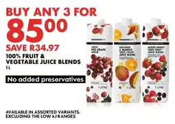 Woolworths 100% fruit & vegetable juice blends offer