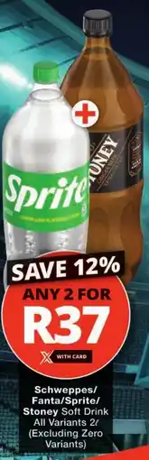 Checkers Schweppes/ Fanta/ Sprite/ Stoney Soft Drink All Variants offer
