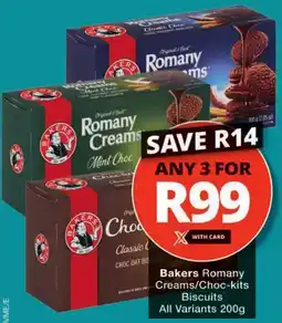 Checkers Bakers Romany Creams/ Choc-kits Biscuits All Variants offer