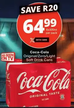 Checkers Coca-Cola Original/ Zero/ Light Soft Drink Cans offer