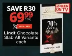 Checkers Lindt Chocolate Slab All Variants offer