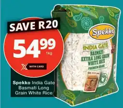 Checkers Spekko India Gate Basmati Long Grain White Rice offer