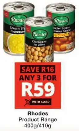 Checkers Rhodes Product Range offer