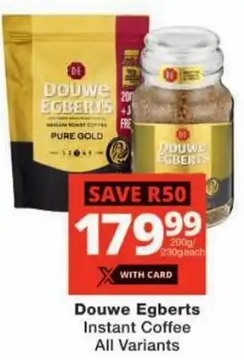 Checkers Douwe Egberts Instant Coffee All Variants offer