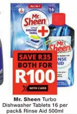 Checkers Mr. Sheen Turbo Dishwasher Tablets & Rinse Aid offer