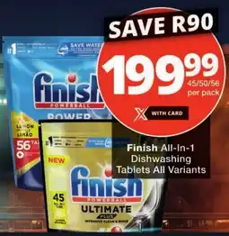 Checkers Finish All-In-1 Dishwashing Tablets All Variants offer
