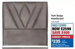OK Furniture York Beige Headboard offer
