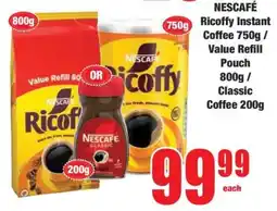Boxer NESCAFÉ Ricoffy Instant Coffee 750g / Value Refill Pouch 800g / Classic Coffee 200g offer
