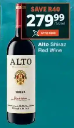 Checkers Alto Shiraz Red Wine offer