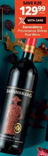 Checkers Saronsberg Provenance Shiraz Red Wine offer