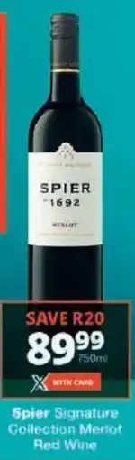 Checkers Spier Signature Collection Merlot Red Wine offer