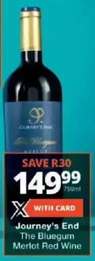 Checkers Journey's End The Bluegum Merlot Red Wine offer