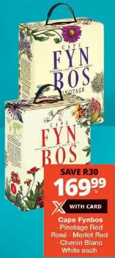 Checkers Cape Fynbos Pinotage Red Rosé, Merlot Red, Chenin Blanc White offer