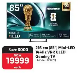 Makro Hisense 216 cm 85" Mini-LED 144Hz VRR ULED Gaming TV offer