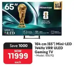 Makro Hisense 164 cm 65" Mini-LED 144Hz VRR ULED Gaming TV offer