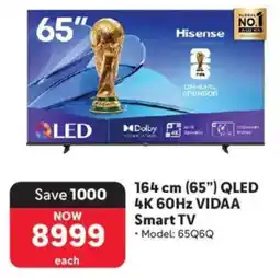 Makro Hisense 164 cm 65" QLED 4K 60Hz VIDAA Smart TV offer
