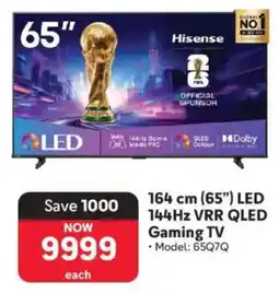 Makro Hisense 164 cm 65" LED 144Hz VRR QLED Gaming TV offer