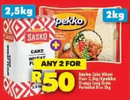 Shoprite Sasko Cake Wheat Flour/ Spekko Orange Long Grain Parboiled Rice offer