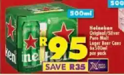 Shoprite Heineken Original/ Silver Pure Malt Lager Beer Cans offer