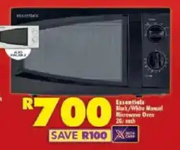 Shoprite Essentials Black/ White Manual Microwave Oven offer