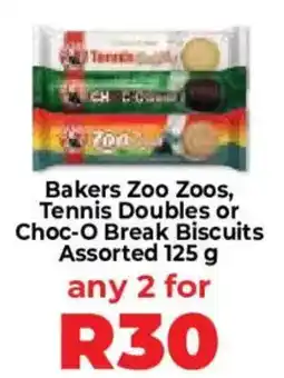 Food Lover's Market Bakers Zoo Zoos, Tennis Doubles or Choc-O Break Biscuits Assorted offer