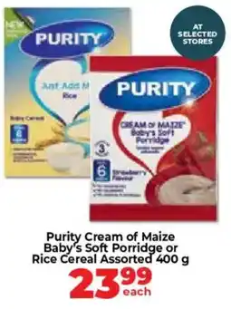Food Lover's Market Purity Cream of Maize Baby's Soft Porridge or Rice Cereal Assorted offer