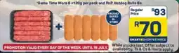 Pick n Pay Game Time Wors and PnP Hotdog Rolls offer