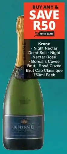 Liquor Shop Krone Night Nectar Demi-Sec, Night Nectar Rosé, Borealis Cuvée Brut, Rosé Cuvée Brut Cap Classique offer