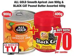 Boxer Superstores All Gold Smooth Apricot Jam & Black Cat Peanut Butter Assorted offer