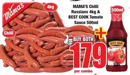 Boxer Superstores Mama's Chilli Russians & Best Cook Tomato Sauce offer