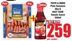 Boxer Superstores Tastes & More Plain Russians & Best Cook Tomato Sauce offer