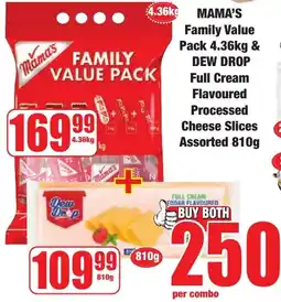 Boxer Superstores Mama's Family Value Pack & Dew Drop Full Cream Flavoured Processed Cheese Slices Assorted offer