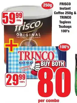Boxer Superstores Frisco Instant Coffee & Trinco Tagless Teabags offer