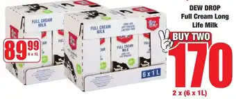Boxer Superstores Dew Drop Full Cream Long Life Milk offer