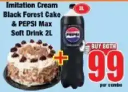 Boxer Imitation Cream Black Forest Cake & Pepsi Max Soft Drink offer