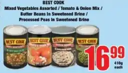 Boxer Best Cook Mixed Vegetables Assorted/ Tomato & Onion Mix/ Butter Beans In Sweetened Brine/ Processed Peas In Sweetened Brine offer