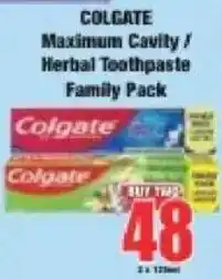 Boxer Colgate Maximum Cavity/ Herbal Toothpaste Family Pack offer