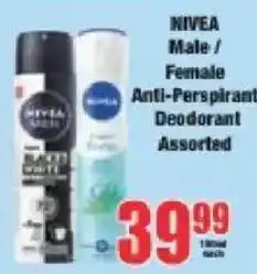 Boxer Nivea Male/ Female Anti-Perspirants Deodorant Assorted offer