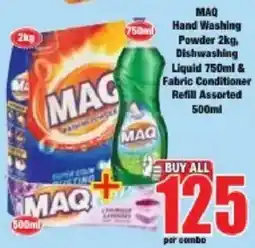 Boxer Maq Hand Washing Powder, Dishwashing Liquid & Fabric Conditioner Refill Assorted offer